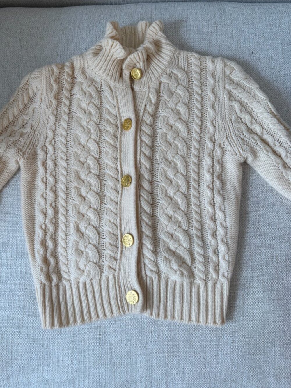 J.Crew Cream Cable Knit Gold Button Cardigan Sweater XS